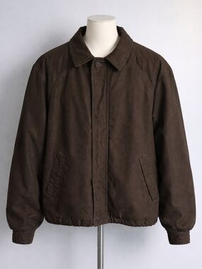 VTG 90s Rainforest Men's XL Dark Brown Suede Bomber Jacket Wool Lining